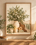 Neutral Botanical Print, Rustic Floral Still Life, Farmhouse Home Decor — front image