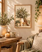 Neutral Botanical Print, Rustic Floral Still Life, Farmhouse Home Decor — lifestyle mockup 4