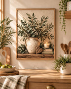 Framed Botanical Wall Art Print, Eucalyptus Daisy Neutral Farmhouse Decor — lifestyle mockup 3