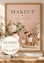 Framed Makeup Wall Art Print, Blush Beauty Room & Vanity Decor