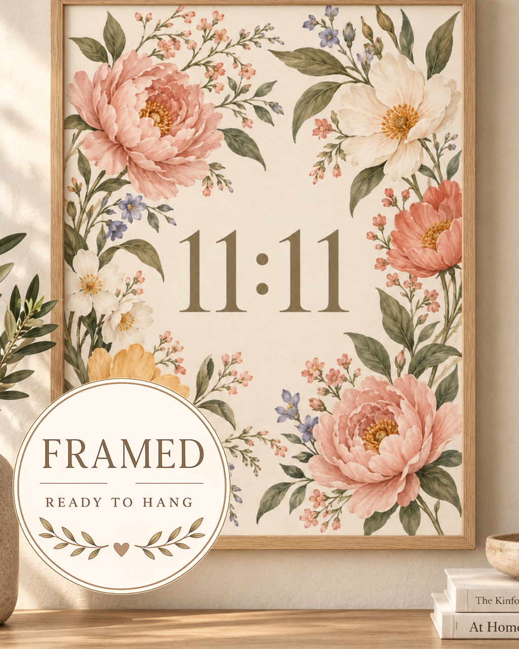 Framed 11:11 floral print 4x5 front image