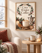 Winter Coffee Wall Art Print, Cosy Kitchen Decor