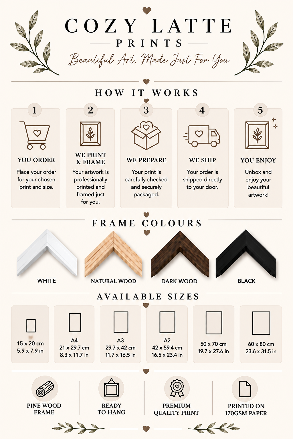 Framed Autumn Wall Art Print with Pumpkins, Florals and Cosy Home Quote