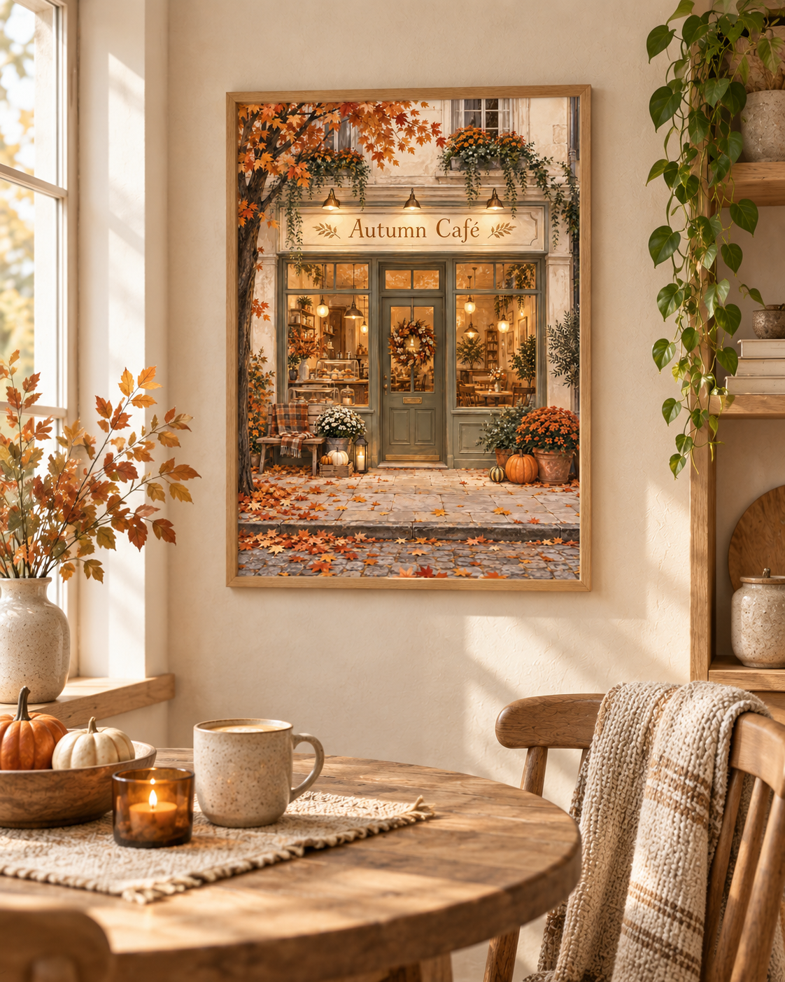 Autumn Café print breakfast nook mockup