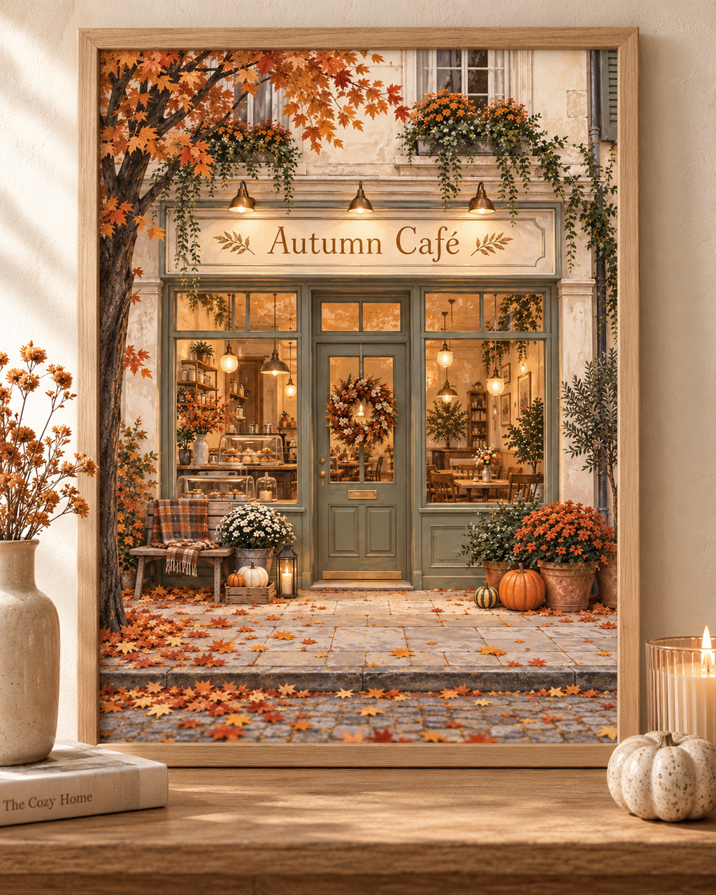 Autumn Café framed wall art front image