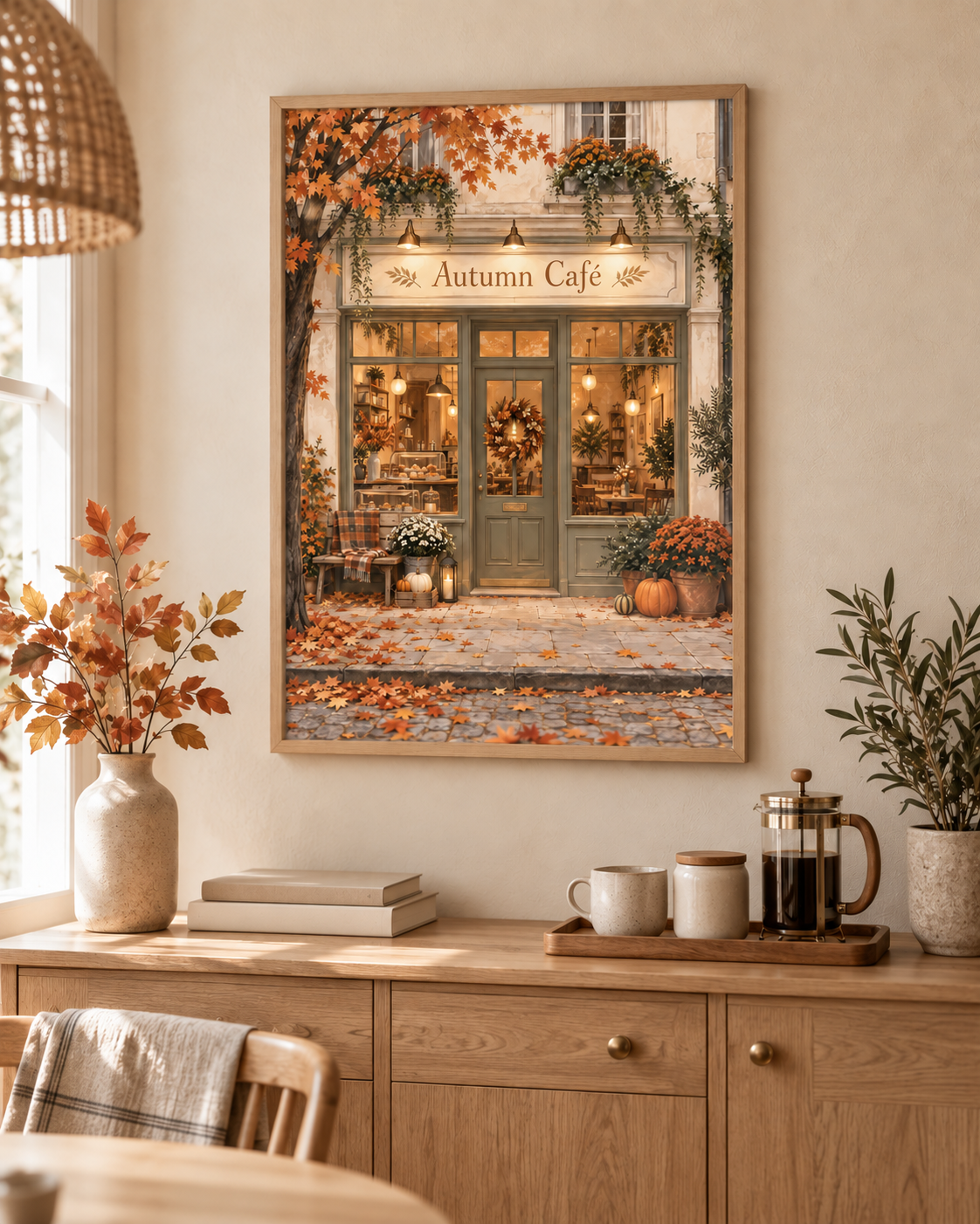 Autumn Café print warm hygge room mockup
