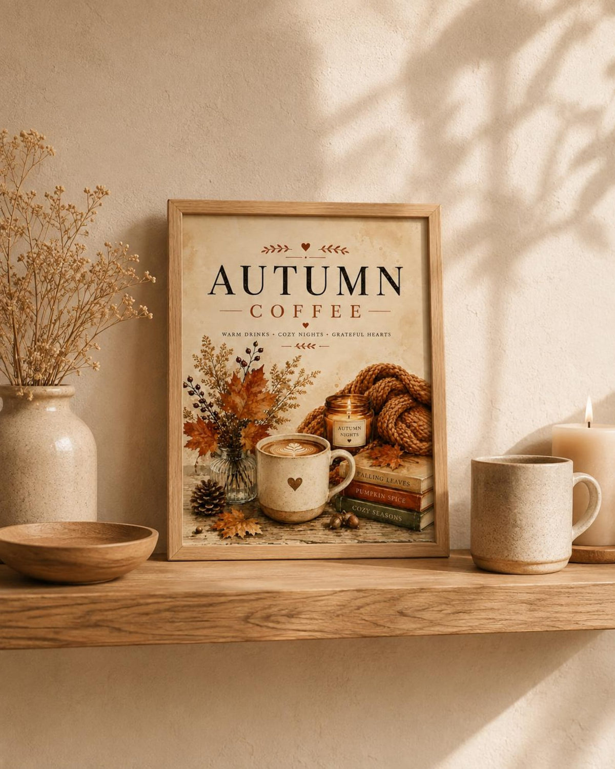 Autumn Coffee wall art cosy home mockup