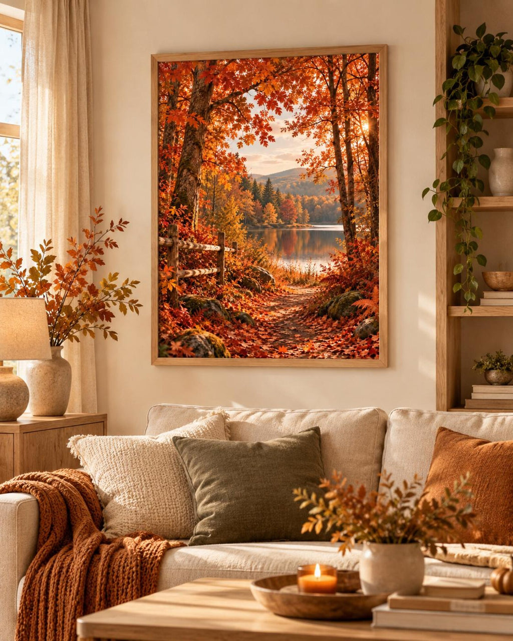 Autumn Forest Lake print lifestyle mockup 1