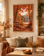 Autumn Forest Lake print lifestyle mockup 1