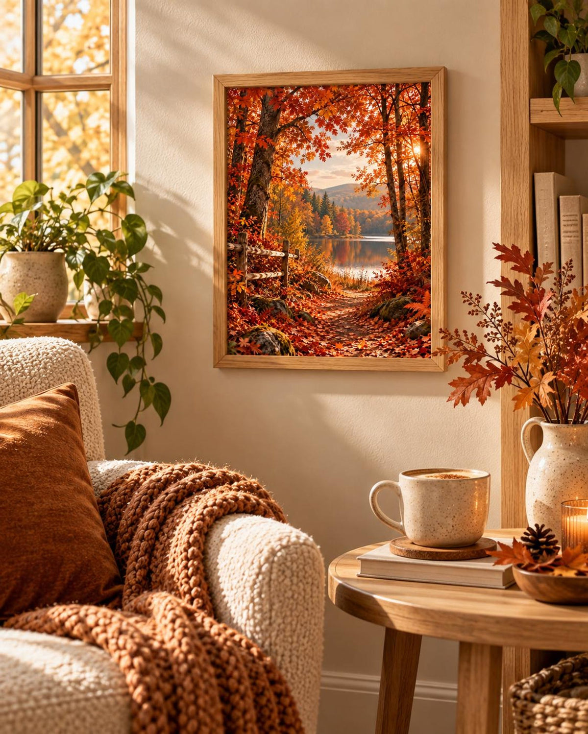 Autumn Forest Lake print lifestyle mockup 3