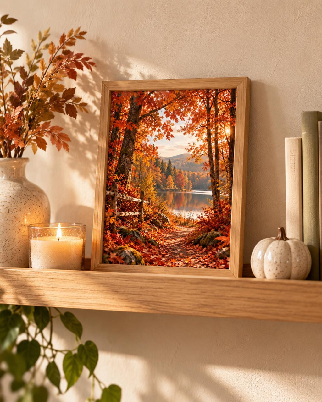 Autumn Forest Lake print lifestyle mockup 5