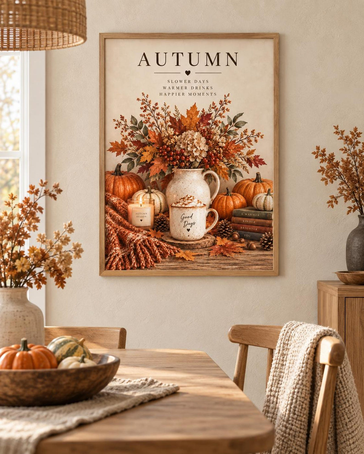 Autumn seasonal print cosy home mockup