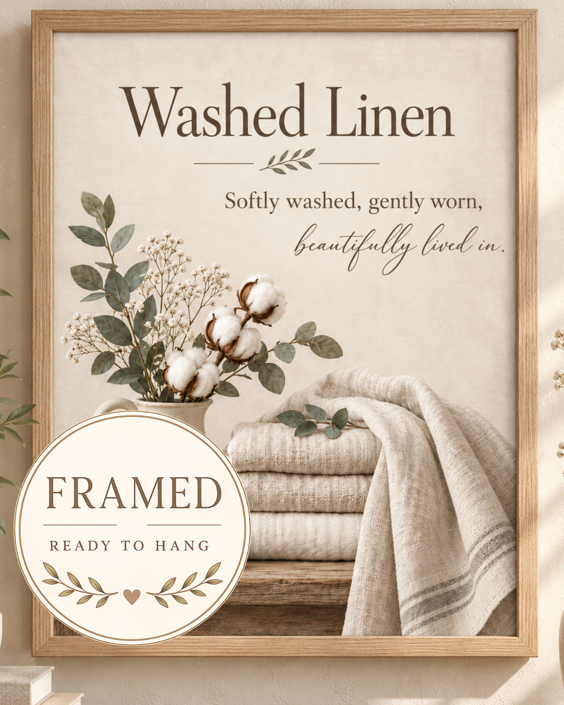 Framed Washed Linen laundry room print 4x5 front image