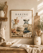 Baking wall art neutral kitchen mockup