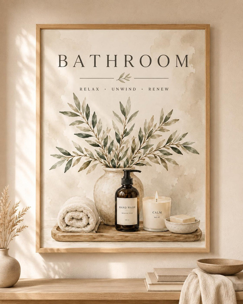 Neutral bathroom wall art print front image