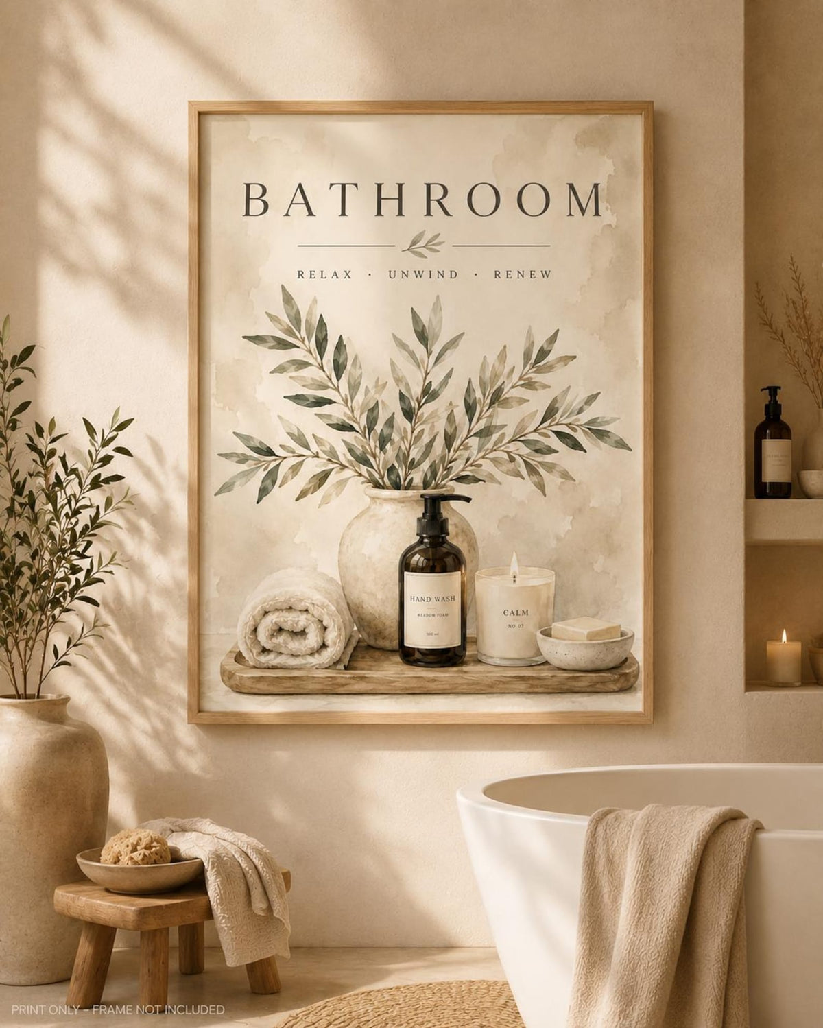 Scandinavian bathroom wall art lifestyle mockup