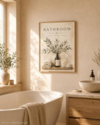 Botanical bathroom wall art lifestyle mockup