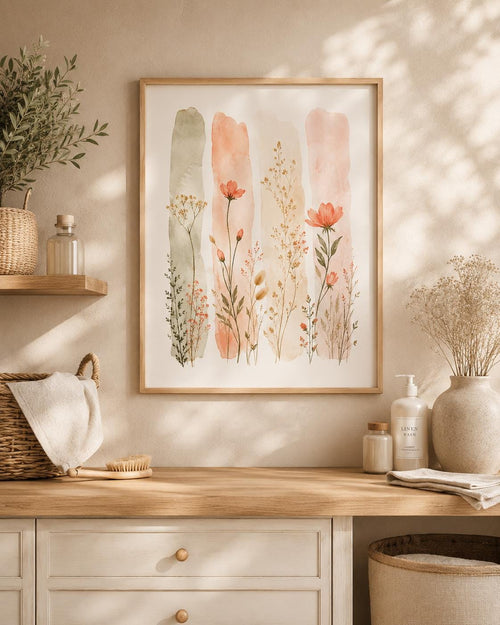 Abstract botanical wall art print lifestyle mockup