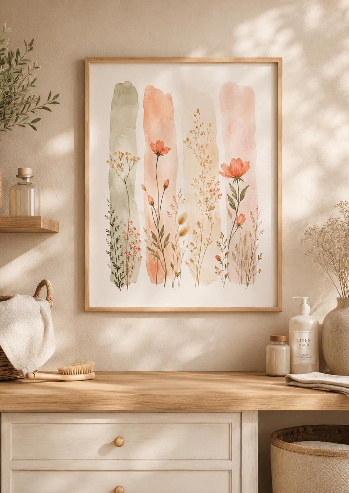 Framed botanical wall art lifestyle mockup