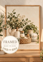 Botanical bathroom framed print — front image, ready to hang