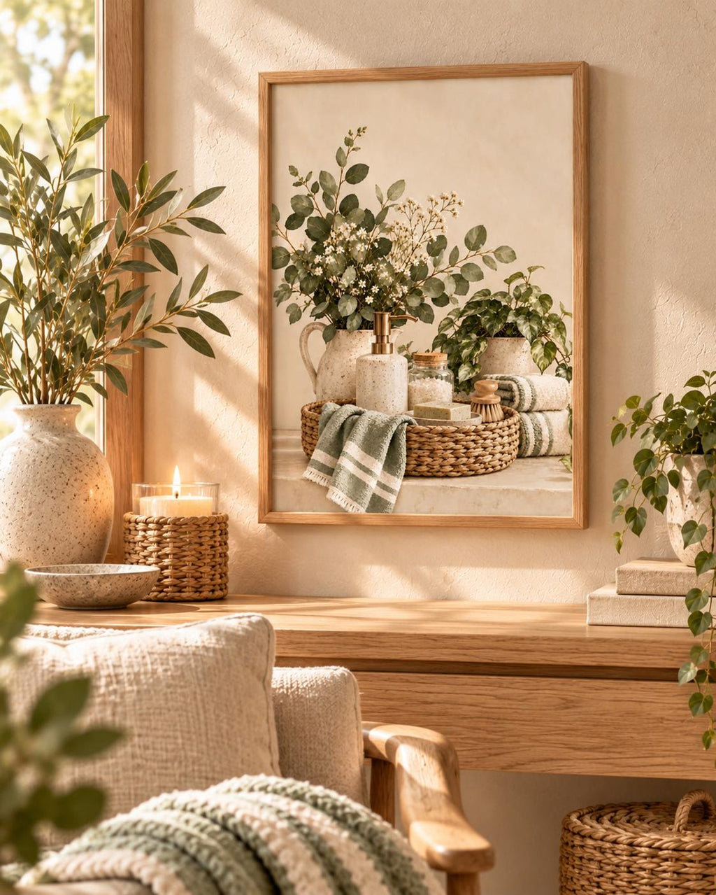 Botanical bathroom framed print — lifestyle view 3