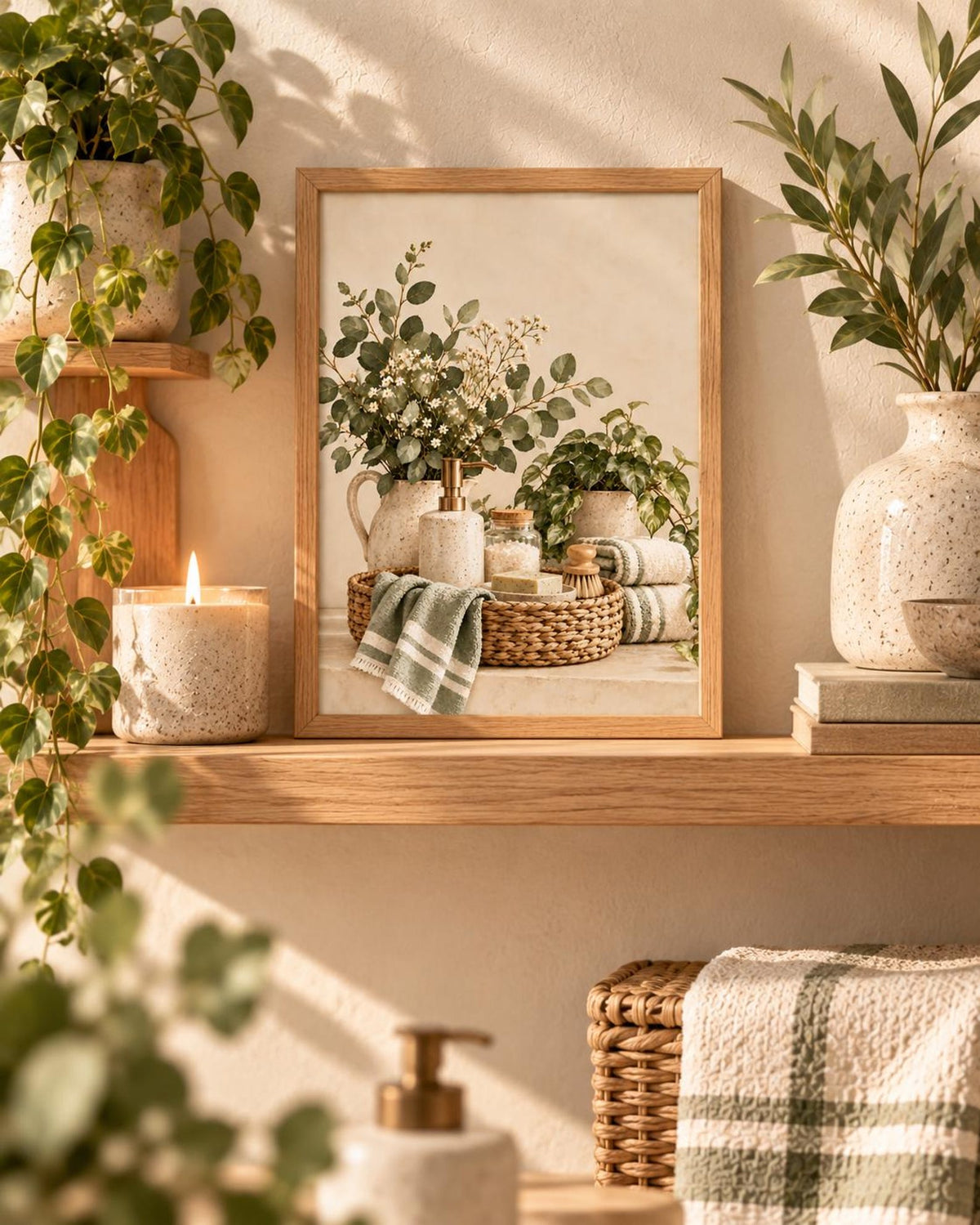 Botanical bathroom framed print — lifestyle view 5