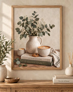 Neutral botanical coffee print – image 1