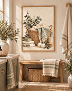 Botanical laundry basket print — lifestyle view 1