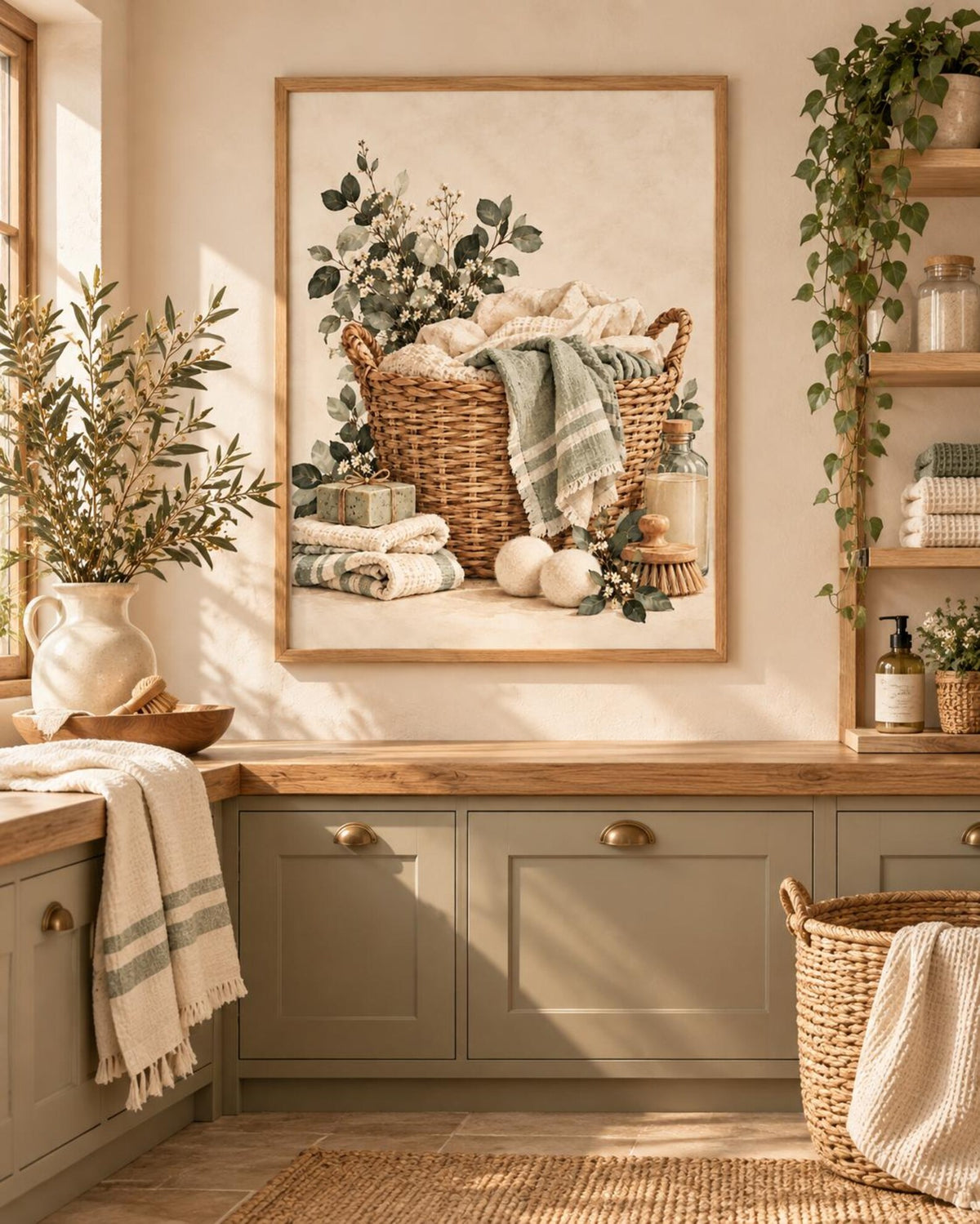 Botanical laundry basket print — lifestyle view 2