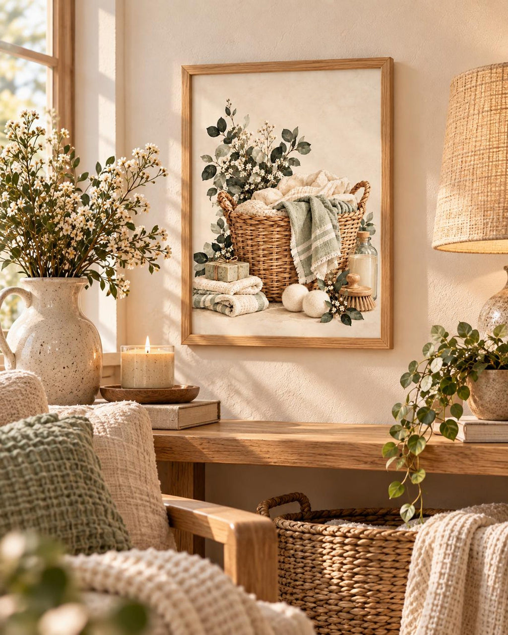 Botanical laundry basket print — lifestyle view 3
