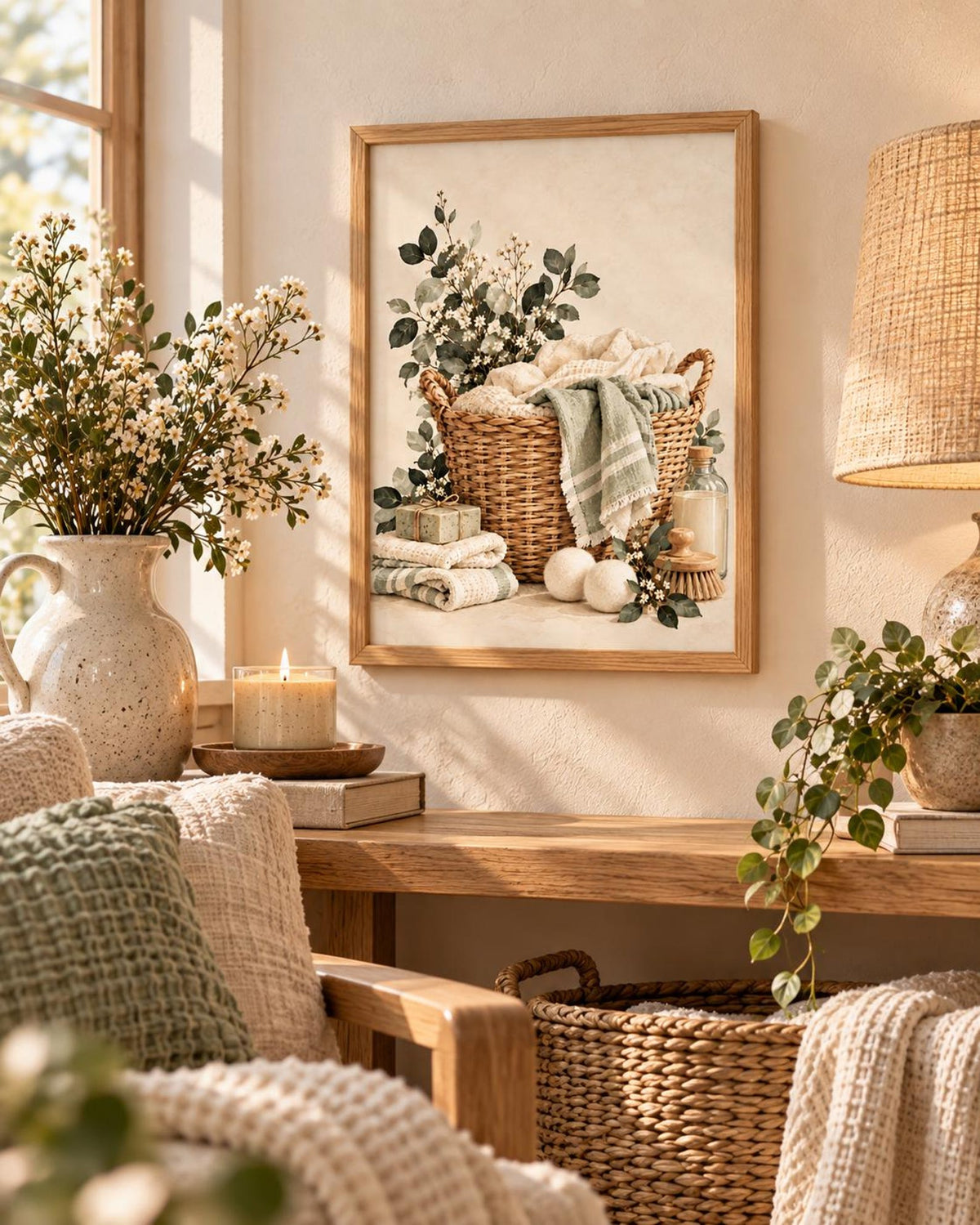 Botanical laundry basket print — lifestyle view 3