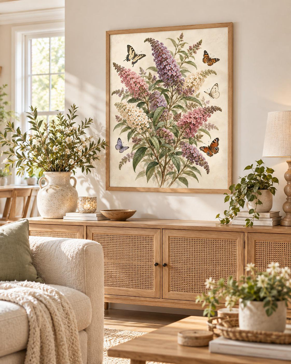 Butterfly bush botanical art print lifestyle mockup 2