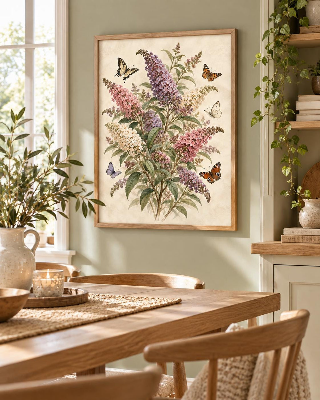 Butterfly bush botanical art print lifestyle mockup 4