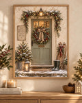Christmas Door snowy cottage wall art front image