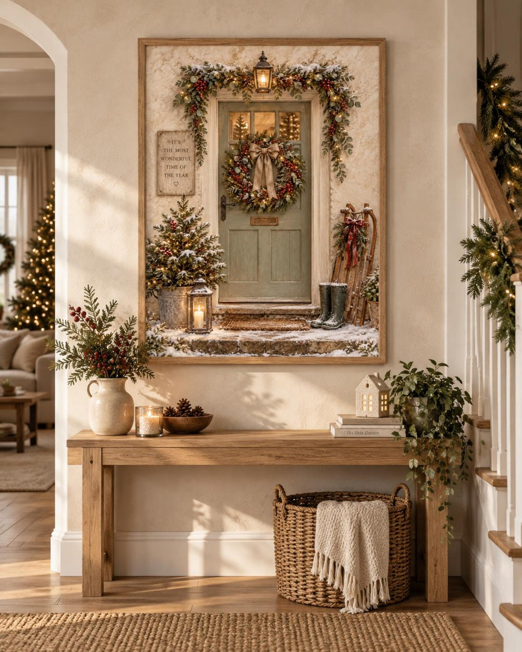 Christmas Door print rustic Christmas lifestyle mockup