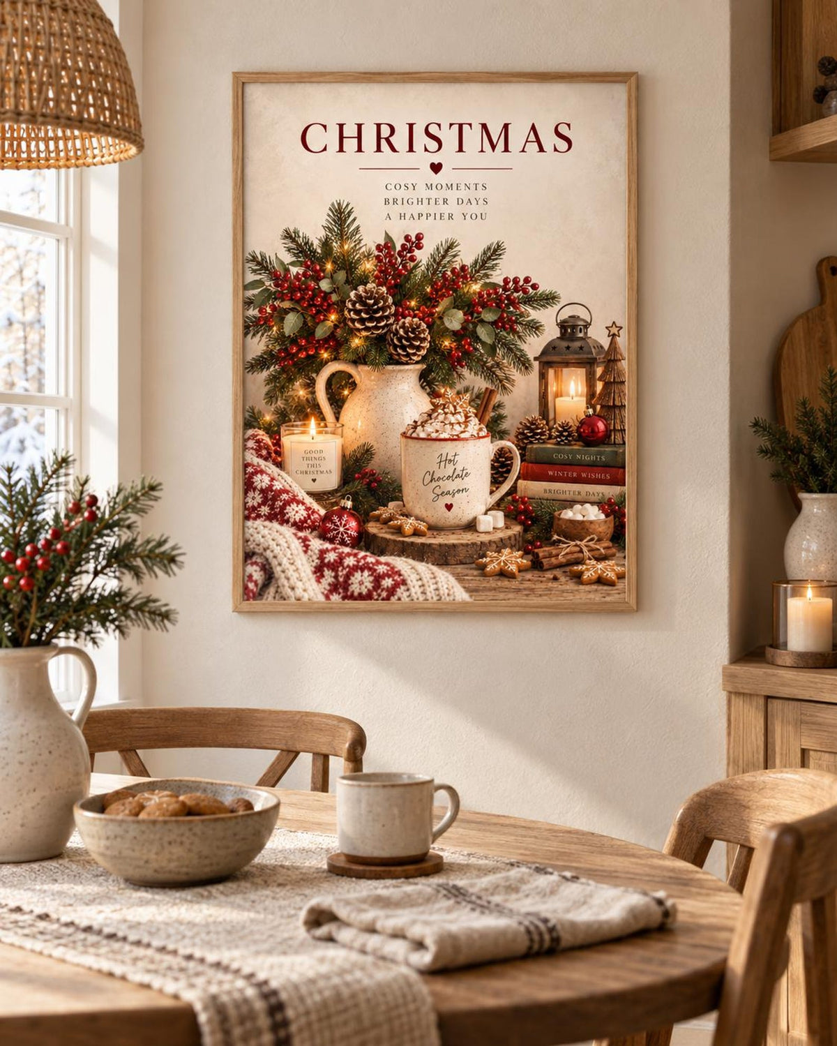 Christmas hot chocolate coffee bar wall art mockup