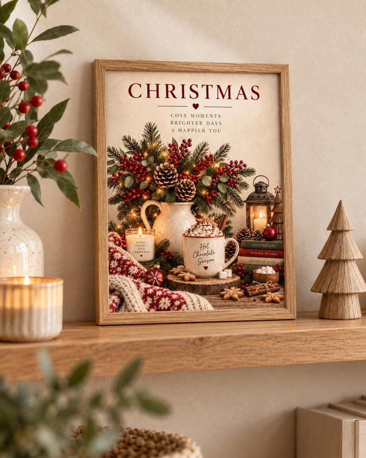 Christmas festive wall art cosy room mockup