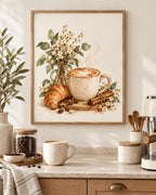 Latte and croissant coffee print lifestyle mockup 2