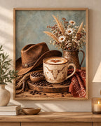Cowboy Coffee Print, Western Kitchen Wall Art