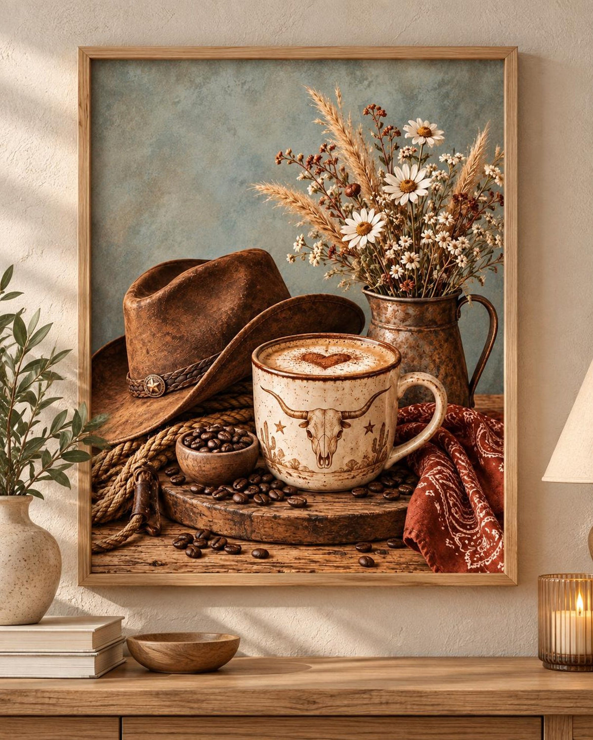 Cowboy Coffee Print, Western Kitchen Wall Art