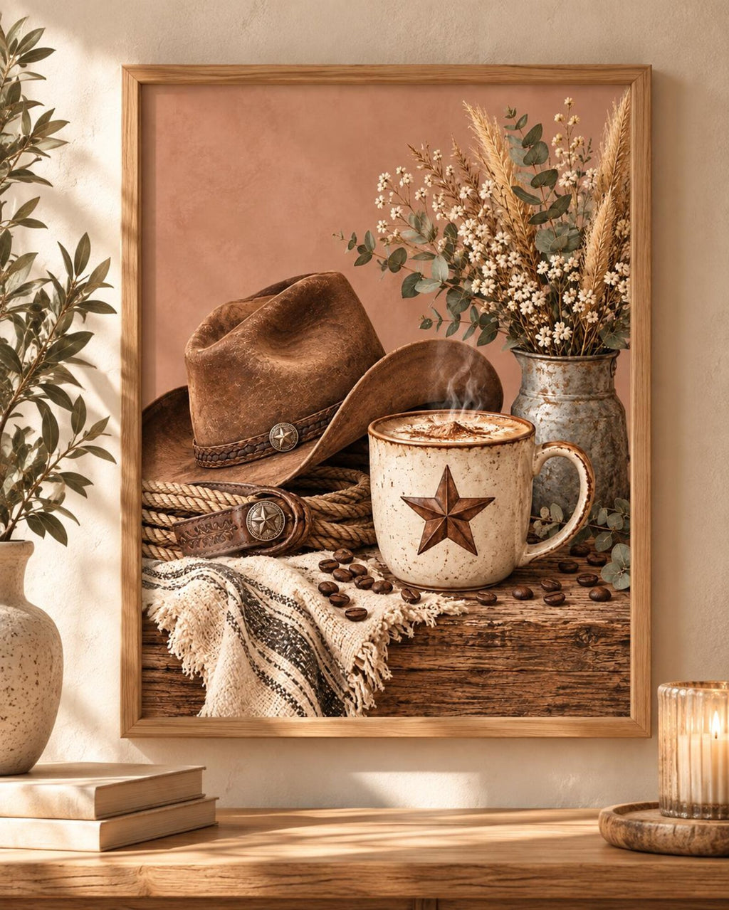 Cowboy coffee print with hat and star coffee mug