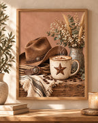 Cowboy coffee print with hat and star coffee mug
