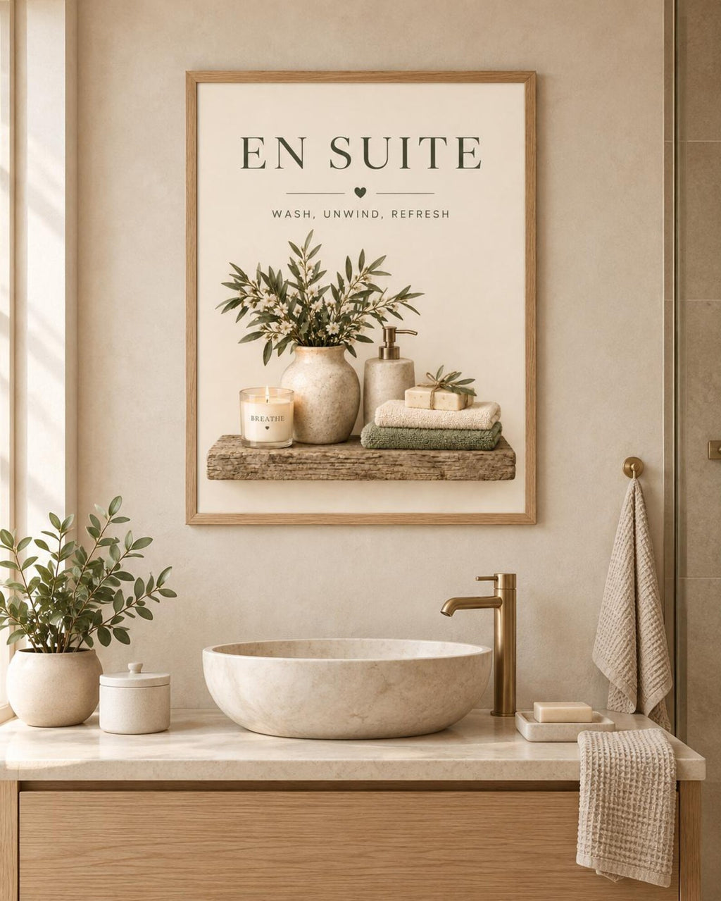 En Suite bathroom print neutral spa lifestyle mockup