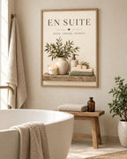 En Suite botanical bathroom wall art mockup