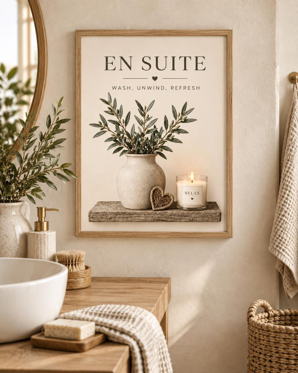 En Suite botanical bathroom lifestyle mockup