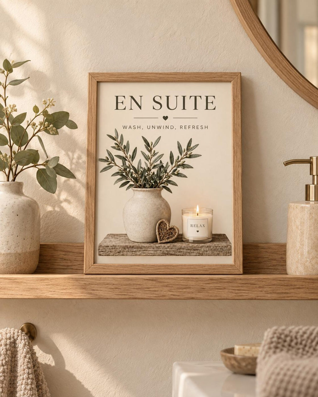 En Suite botanical wall art lifestyle mockup