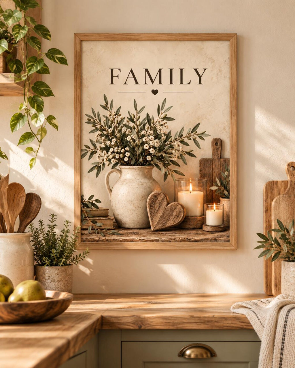 Family botanical print lifestyle mockup