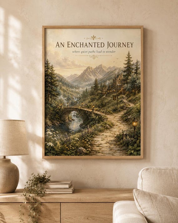 Fantasy castle print shelf lifestyle mockup