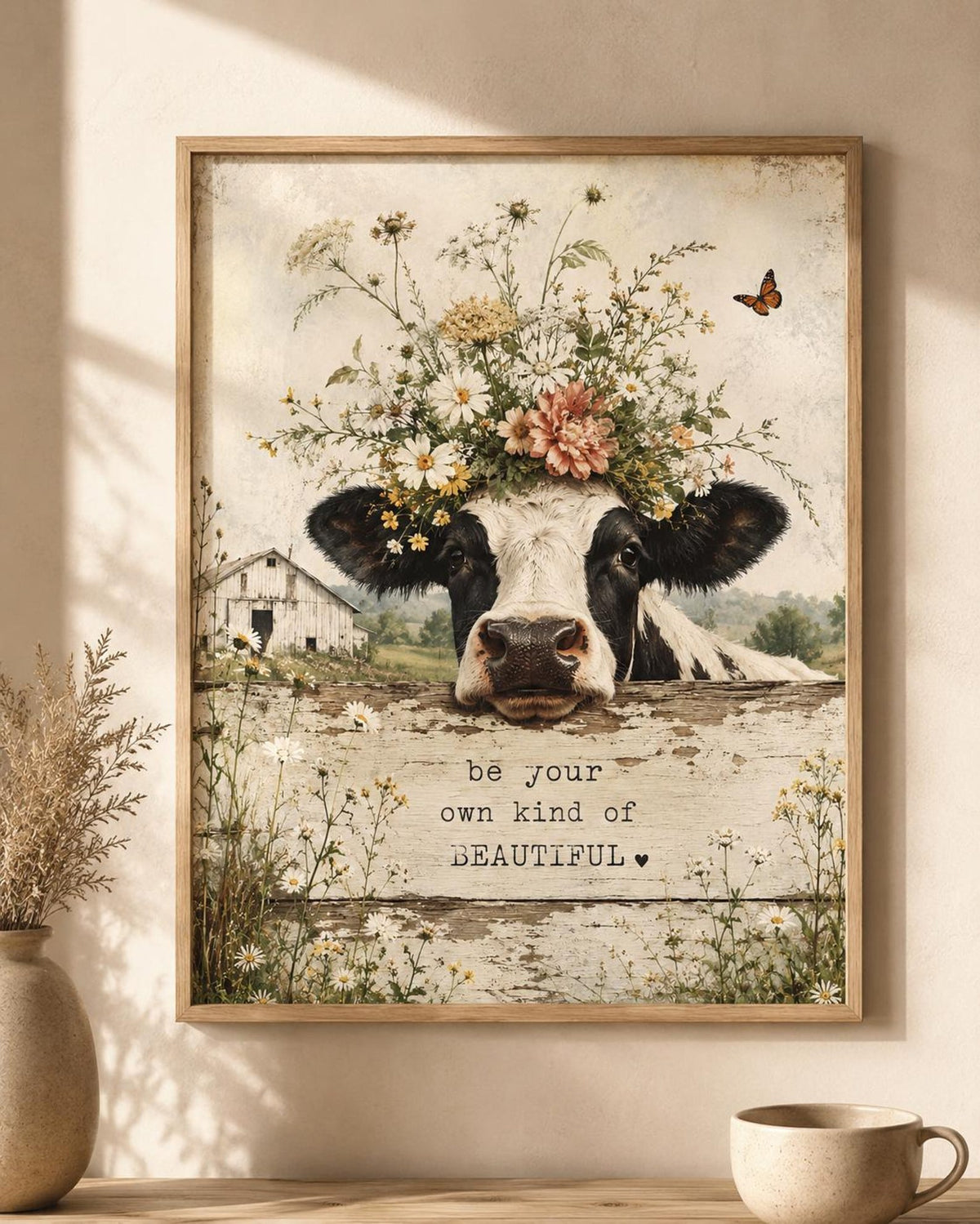 Farmhouse cow wall art print front image