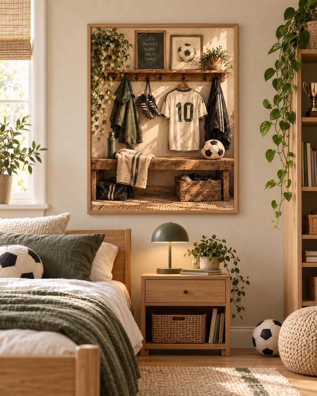 Framed football wall art lifestyle mockup 1